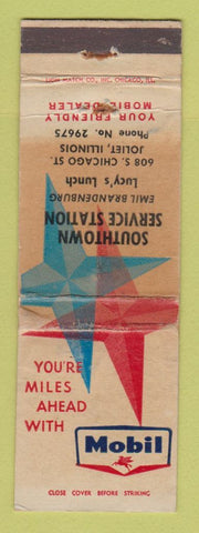 Matchbook Cover - Mobil oil gas Southtown Joliet IL POOR