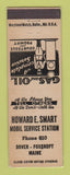 Matchbook Cover - Mobil oil gas Howard Smart Dover Foxcroft ME LAMINATED