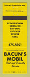 Matchbook Cover - Mobil oil gas Bacum's