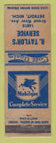Matchbook Cover - Mobil oil gas R Raylor's Detroit MI WORN LAMINATED