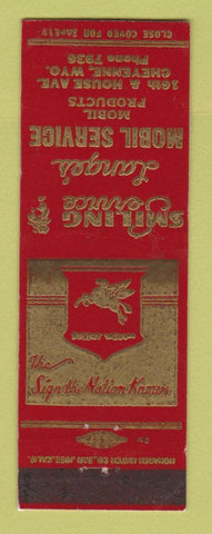 Matchbook Cover - Mobil oil gas Lange's Cheyenne WY LAMINATED