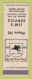 Matchbook Cover - Mobil oil gas Jim's low phone #