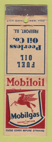 Matchbook Cover - Mobil oil gas Peerless Freeport IL