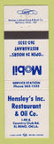 Matchbook Cover - Mobil oil gas Hensley's El Reno OK