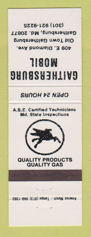 Matchbook Cover - Mobil oil gas Gaithersburg MD Motel