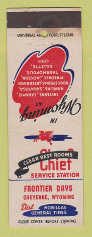 Matchbook Cover - Mobil oil gas Chief Cheyenne WY Frontier Days WEAR