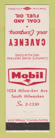 Matchbook Cover - Mobil oil gas Caveney Coal Fuel South Milwaukee WI