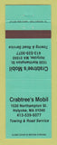 Matchbook Cover - Mobil oil gas Crabtree's Holyoke MA