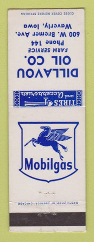 Matchbook Cover - Mobil oil gas Dillavou Waverly IA LAMINATED