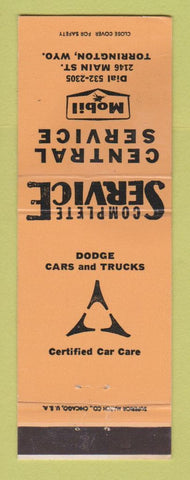 Matchbook Cover - Mobil oil gas Central Service Torrington WY Dodge Trucks