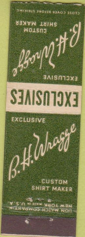 Matchbook Cover - BH Wragge Custom Shirts San Jose CA Midget