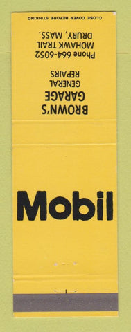 Matchbook Cover - Mobil oil gas Brown's Drury MA