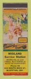 Matchbook Cover - Mobil oil gas Midland Bluffton IN LAMINATED