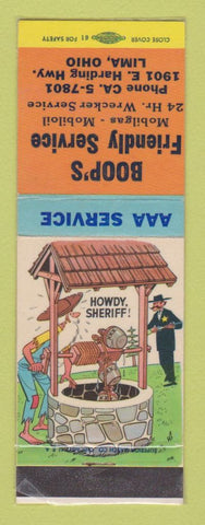 Matchbook Cover - Mobil oil gas Boop's Lima OH hillbilly LAMINATED