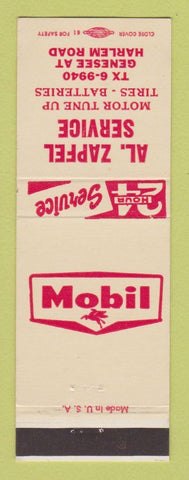 Matchbook Cover - Mobil oil gas Al Zapfel Cheektowaga NY