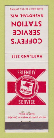 Matchbook Cover - Mobil oil gas Coffey's Nashotah WI