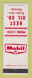 Matchbook Cover - Mobil oil gas Best Broken Bow NE