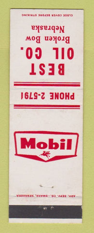 Matchbook Cover - Mobil oil gas Best Broken Bow NE