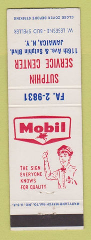 Matchbook Cover - Mobil oil gas Sutphin Jamaica NY #2