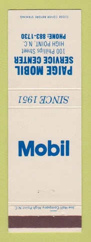 Matchbook Cover - Mobil oil gas Paige High Point NC