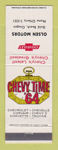Matchbook Cover - 1964 Chevrolet Olsen Gold Beach OR