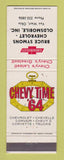 Matchbook Cover - 1964 Chevrolet Bruce Symons Van Wert OH