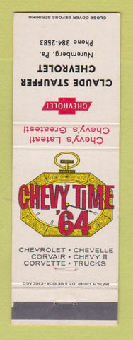Matchbook Cover - 1964 Chevrolet Claude Stauffer Nuremberg PA