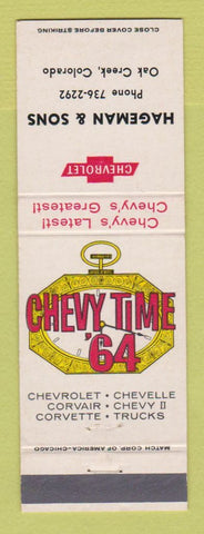 Matchbook Cover - 1964 Chevrolet Hageman & Sons Oak Creek Colorado