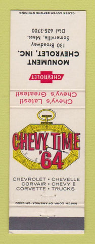 Matchbook Cover - 1964 Chevrolet Monument Somerville MA