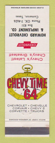 Matchbook Cover - 1964 Chevrolet Howard Implement Tractors Cameron TX