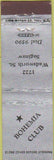 Matchbook Cover - Bohemia Club Saginaw MI Midget