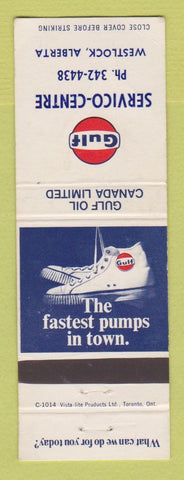 Matchbook Cover - Gulf oil gas Servico Centre Westlock AB WEAR