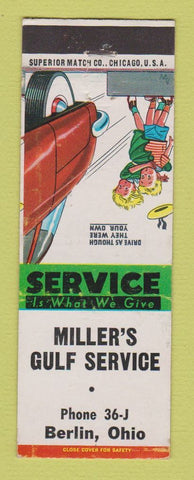 Matchbook Cover - Gulf oil gas Miller's Berlin OH