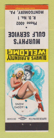 Matchbook Cover - Gulf oil gas Murphy's Montgomery PA pinup