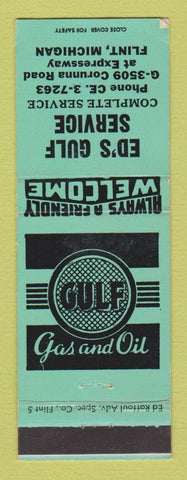 Matchbook Cover - Gulf oil gas Ed's Flint MI