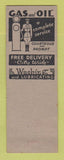 Matchbook Cover - Gulf oil gas FJ Jenkins Sunbury PA