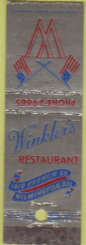 Matchbook Cover - Winkler's Restaurant Wilmington DE Midget