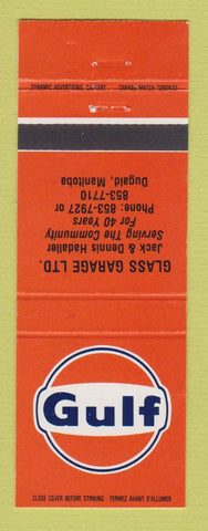 Matchbook Cover - Gulf oil gas Glass Garage Dugald MB