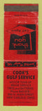 Matchbook Cover - Gulf oil gas Cook's New Carlisle PA RED WEAR