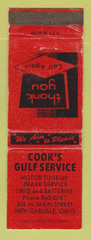 Matchbook Cover - Gulf oil gas Cook's New Carlisle PA RED WEAR