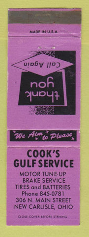 Matchbook Cover - Gulf oil gas Cook's New Carlisle PA LAVENDER