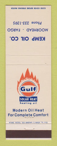 Matchbook Cover - Gulf oil gas Kemp Moorhead MN Fargo ND