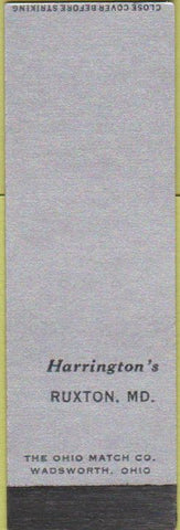 Matchbook Cover - Harrington's Ruxton MD SAMPLE Midget