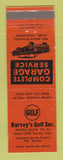 Matchbook Cover - Gulf oil gas Harvey's Patten ME ORANGE
