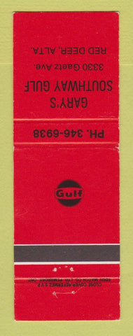 Matchbook Cover - Gulf oil gas Gary's Southway Red Deer AB