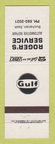 Matchbook Cover - Gulf oil gas Roger's Buchanan SK