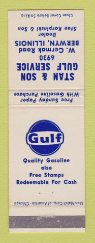 Matchbook Cover - Gulf oil gas Stan & Son Berwyn IL WEAR