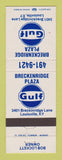 Matchbook Cover - Gulf oil gas Breckenridge Plaza Louisville KY