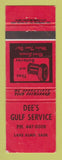 Matchbook Cover - Gulf oil gas Dee's Lake Alma SK WEAR RED
