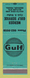 Matchbook Cover - Gulf oil gas Mercer PA TEAL